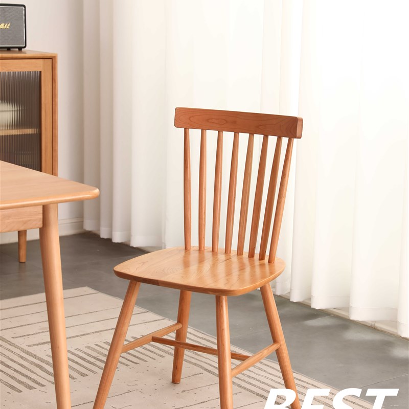 FAS级加厚白橡木樱桃木温莎椅靠背椅坐椅实木餐椅椅子