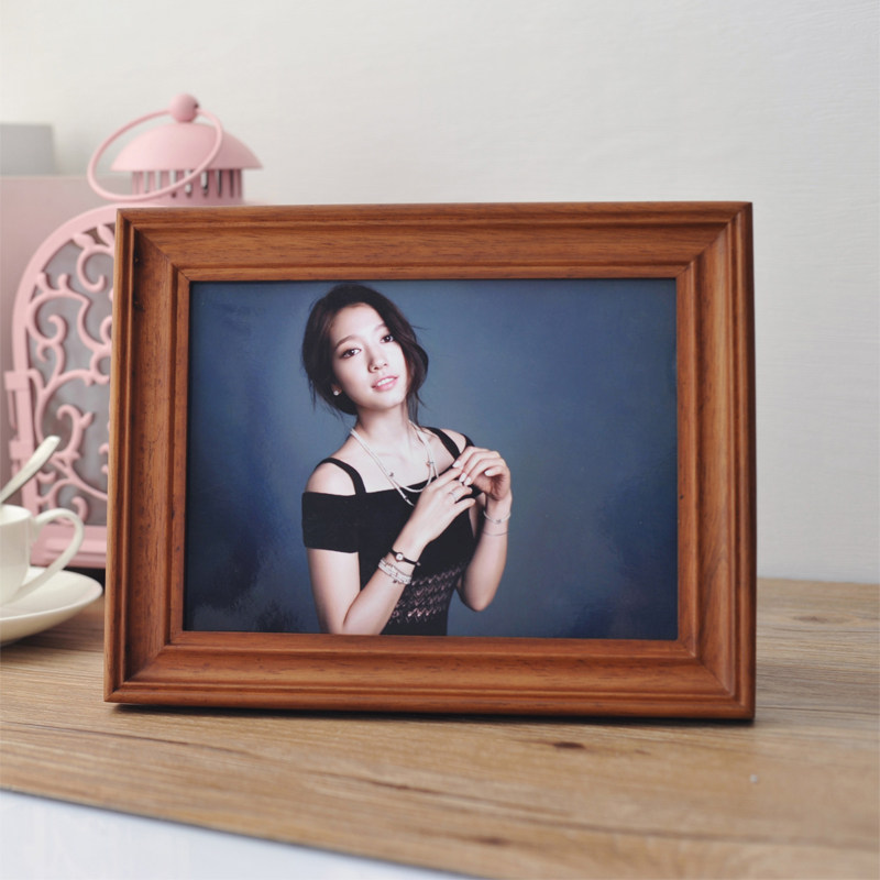 约美欧式创意实木相框橡木卯榫摆台长方形挂墙5 6  10 12寸洗照片