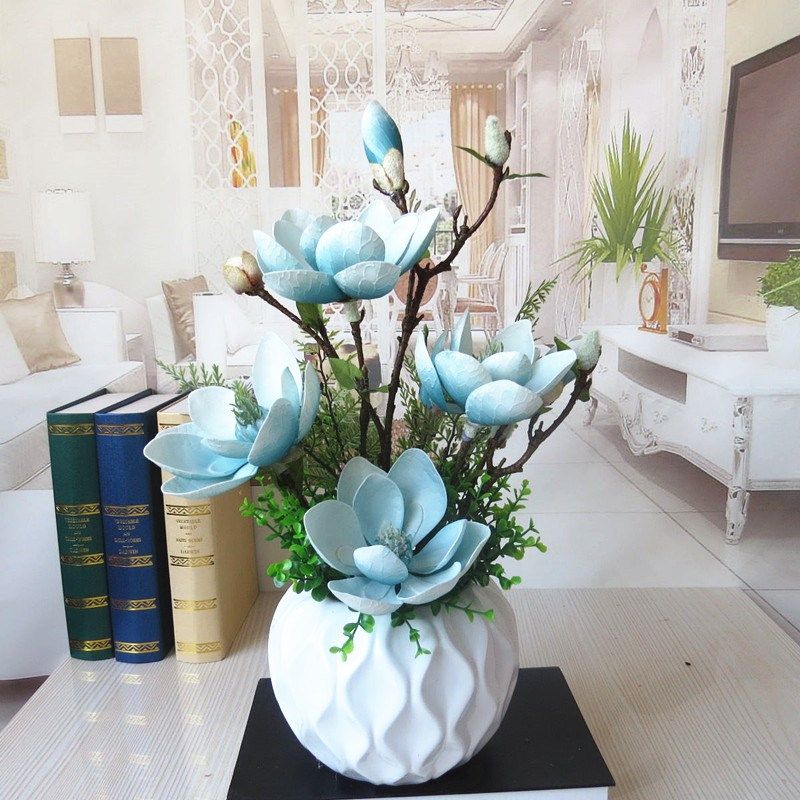 高档u玉兰仿真带瓶客厅假绢摆设电视柜装饰艺,家居饰品,仿真花/假花,淘宝优惠券,粉丝福利购,淘宝优惠卷