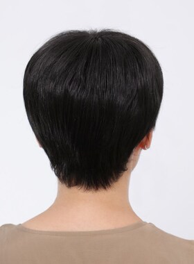 假发女全头套妈妈全真发头套自然薄款黑色短发中老年人光头假发套