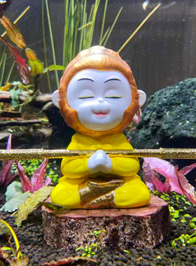精品陶瓷齐天大圣禅意摆件猴子生肖客厅鱼缸水族造景玄关桌面装饰