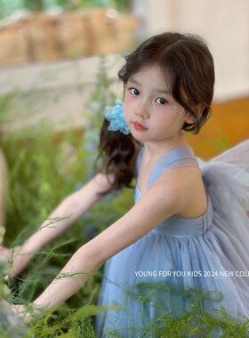 YFY夏季女童网纱连衣裙蓬蓬裙公主裙纱裙生日礼服白色花童六一