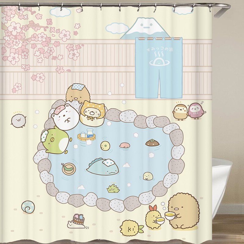 卡通帘子角落浴帘洗澡布门帘墙布装饰挂布卫生间挡水帘衣柜遮挡帘