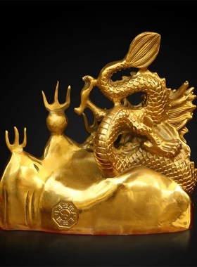 纯铜避火龙铜镜生肖龙铜西北角厨房瑞兽摆件室内客厅桌面摆放用品