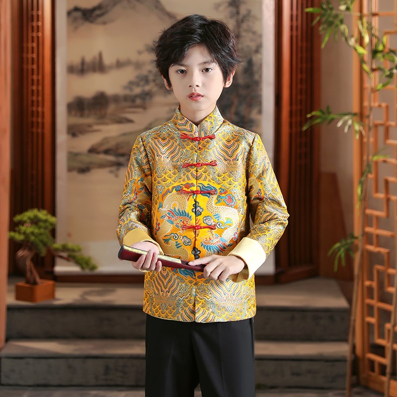 唐装男童秋冬儿童中式礼服套装小男孩中国风童装宝宝古风演出服装