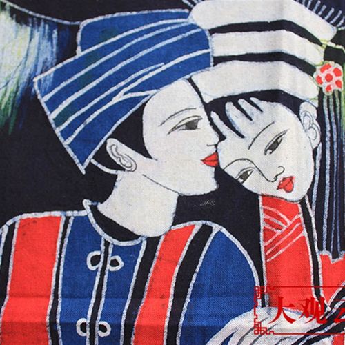 中式门帘蜡染画卫生间隔断帘客厅玄关帘餐厅酒吧装饰白族风花雪月