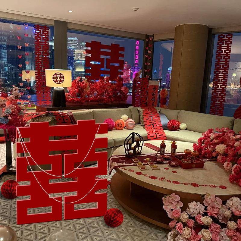 结婚专用酒店婚房布置套装2025新款婚礼女方出嫁卧室晨袍拍照装饰