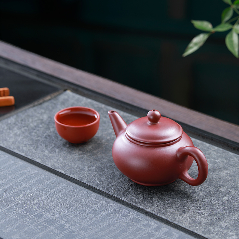 潮州朱泥手拉壶纯手工紫砂壶小容量冲罐泡茶壶茶具小品全手工茶具