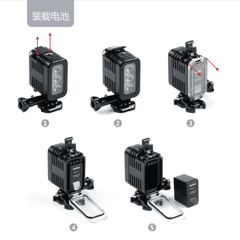 适用gopro13潜水补光灯运动相机配件防水潜水摄影灯LED强光补光灯