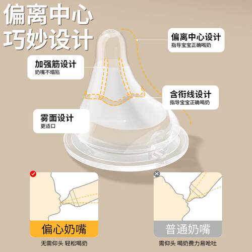 适配贝亲偏心奶嘴鸭嘴重力球仿真母乳实感歪嘴奶瓶配件宽口径通用