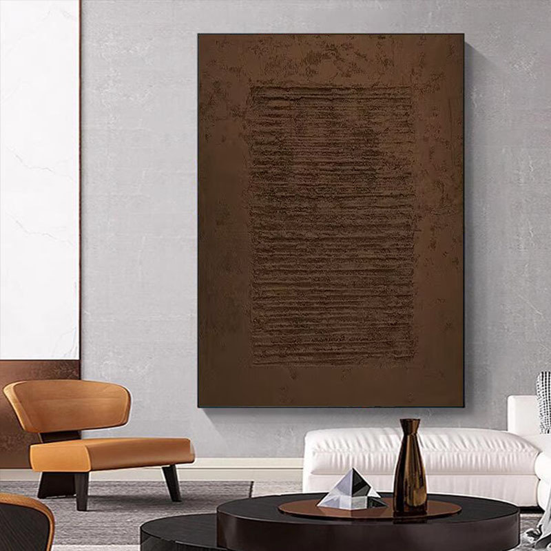 手绘油画复古侘寂风客厅背景墙装饰画立体肌理玄关餐厅酒店民宿图片