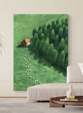 绿色草原森林现代装饰画