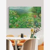 印象派莫奈花园手绘油画客厅沙发背景墙装 饰壁画玄关花卉肌理挂画