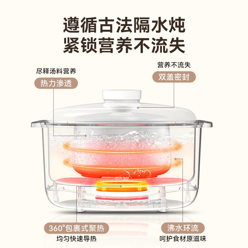小浣熊电炖盅隔水炖家用陶瓷全自动燕窝煲汤炖汤锅小型辅食电炖锅