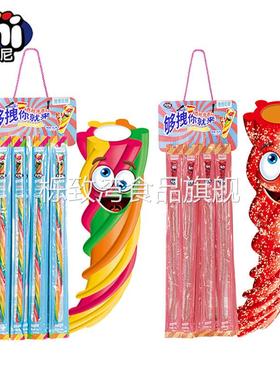 西班牙进口fini菲尼拽拽软糖长条30g*12条网红零食彩虹糖儿童