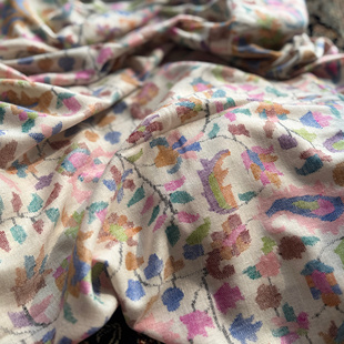 QR认证 手纺线白绒卡尼温柔花卉克什米尔羊绒手工围巾披肩