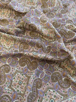 真丝手纺线帝王绣白绒粉紫色满绣藏品克什米尔纯手工披肩围巾