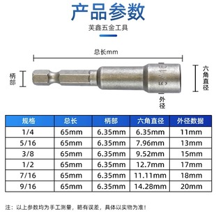 强磁套筒英制1 2工业级螺丝刀扳手套 4电钻气动起子3 8六角带磁1