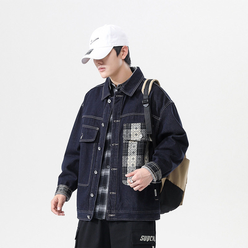 新款2025秋季青春流行常规款男式夹克长袖连帽翻领休闲西服夹克