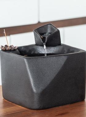 MRY创陶瓷流水器家居装饰摆桌面招财意客厅公室水办景鱼缸喷泉礼