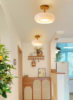 中古走道灯走廊灯台玄关入户原奶风VEJ柿子吸油顶灯覆古阳衣帽木