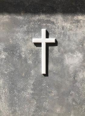 白色大实木CVC壁挂墙十字架饰 家居摆饰壁挂家庭聚会 木质十字架