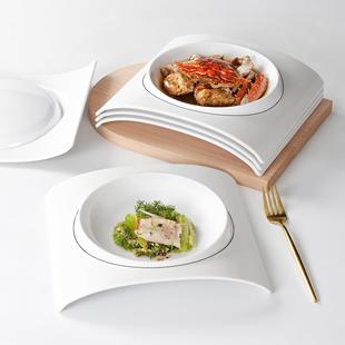 密胺创餐具盘子商用酒店餐厅饭盘MEI店意餐盘菜形凹盘深异盘