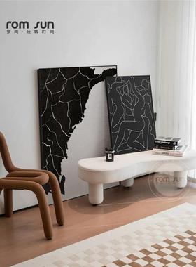 现代抽象客厅装 饰画画黑白简挂卧室背景RYM墙画 画小众艺术玄关