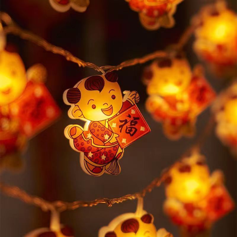 LED灯新年新春元宵节日福娃挂件灯串节日氛围场景布置装饰灯2024