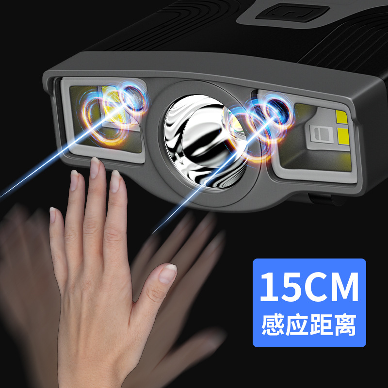 锐豹强光头灯钓鱼专用充电式感应户外帽夹灯头戴超亮夜钓专用头灯