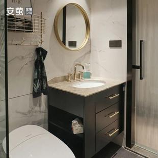 洗漱台 现代轻奢浴室柜黑色洗手脸面盆组合简约小户型卫生间挂墙式