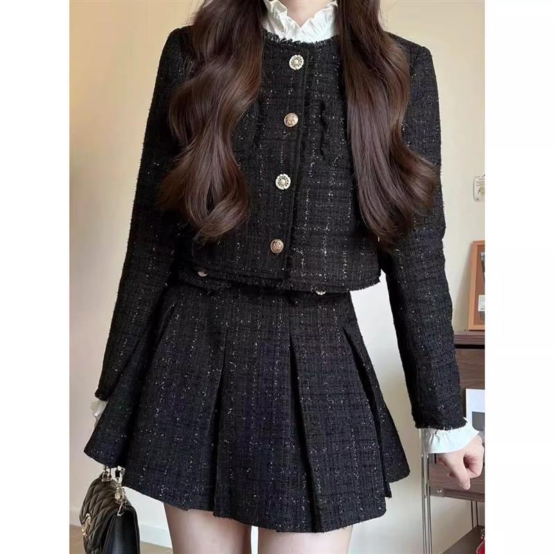 富家千金套装女春秋舒适感小众连衣裙子小香风外套名媛穿搭一整套