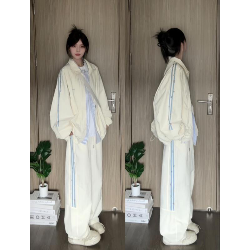 学院风宽松显瘦运动套装女秋冬韩版时尚少年感开衫卫衣休闲两件套