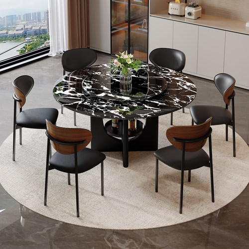 意式极简晶石圆形餐桌2026新款