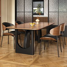 法式复古实木岩板餐桌椅中古风高端客厅家用小户型长方形吃饭桌子