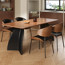 法式中古风实木岩板餐桌复古风家用客厅小户型拱门长方形吃饭桌子