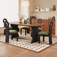 法式中古风涟漪实木岩板餐桌复古风家用客厅小户型长方形吃饭桌子