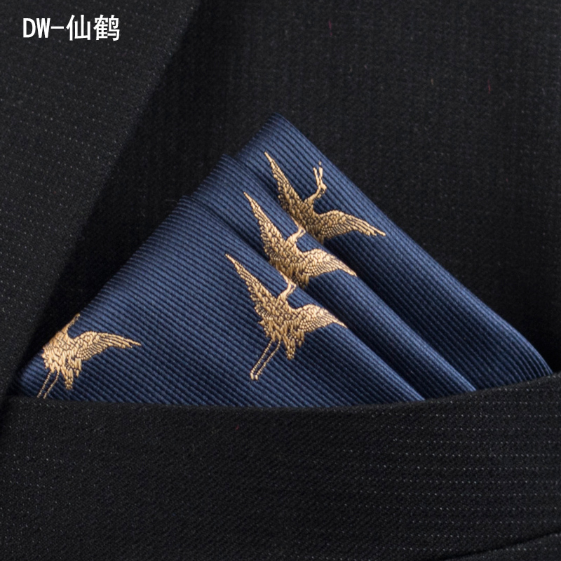 男士衬衫正装西服个性仙鹤口袋巾