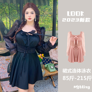 泳衣高级感微胖女孩夏大码 遮肉 连体钢圈大胸聚拢钢Q托胖妹妹裙式
