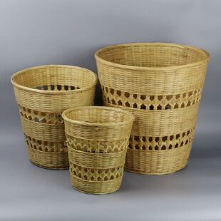 手工竹编筐竹篓子灯罩办s公家用收纳垃圾篓废纸垃圾桶水果竹篮优