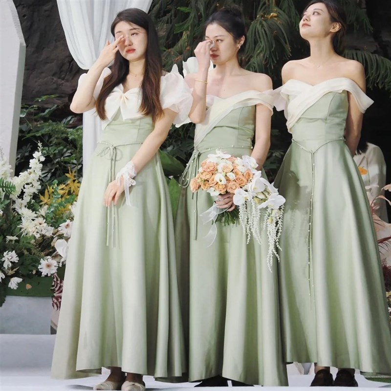 森系伴娘服新款夏季绿色仙u气简约小众婚礼姐妹裙女高级感平时可