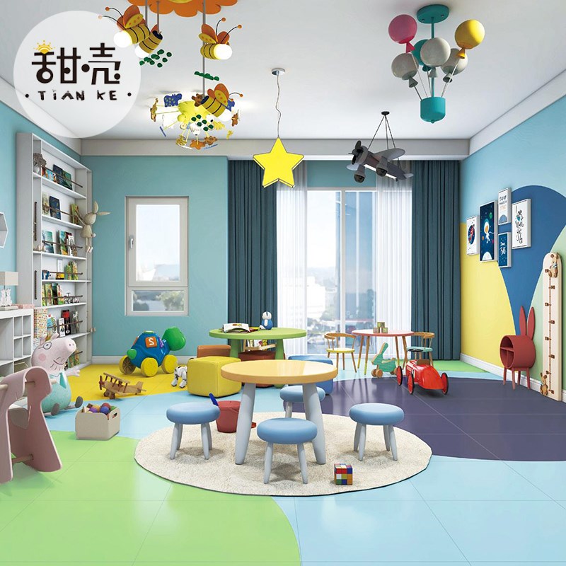 纯色全抛釉800k学校幼儿园泳池彩色亮光地板砖红黄紫黑白粉色瓷砖