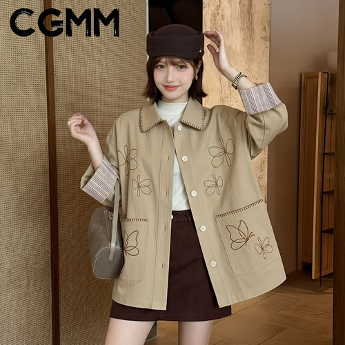 CGMM秋季新款复古翻领夹棉外套