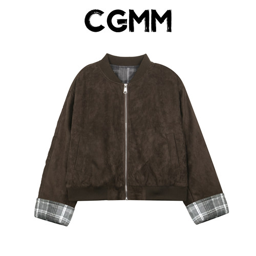 CGMM/橱柜密码秋冬新款复古麂皮绒棒球领夹棉短外套DSOMB5231