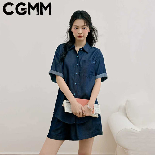 CGMM/橱柜密码新款夏季时尚休闲显瘦短袖衬衫短裤套装DSOMB2628