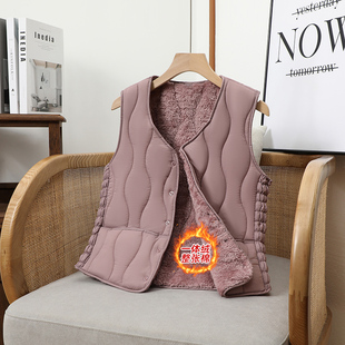 百搭加厚内胆 v领坎肩修身 新款 秋冬羽绒棉马甲女加绒保暖背心短款