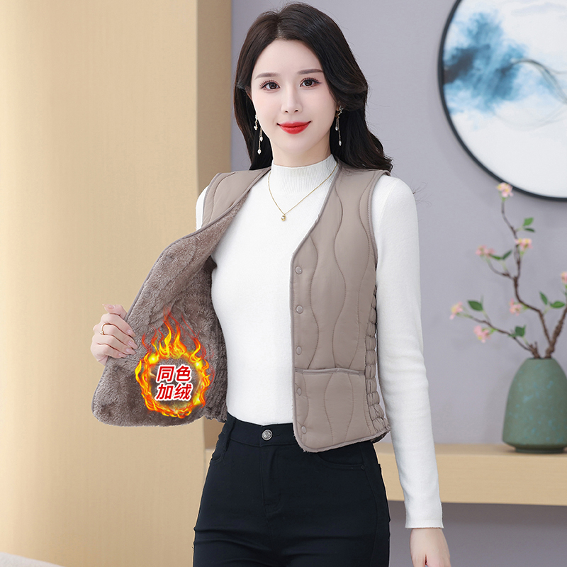 【整张棉填充】面里同色加绒马夹