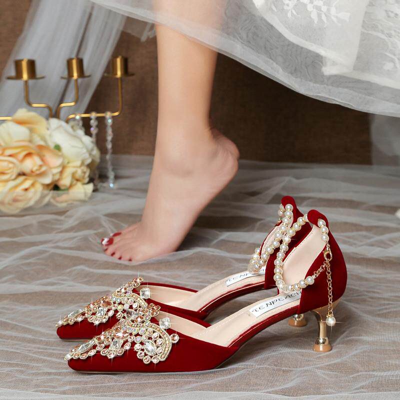 新品2026年春夏季婚鞋女红