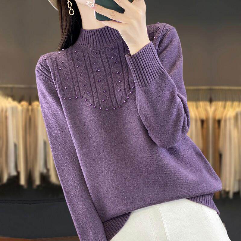 新品胖mm秋冬大码半高领短款毛衣女高级感上衣2026新款针织打底羊