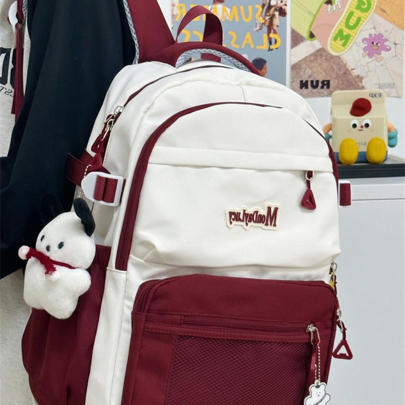 新品简约ins学院撞色书包